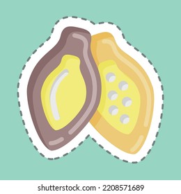 Sticker line cut Cacao Pod. suitable for Nuts symbol. simple design editable. design template vector. simple illustration