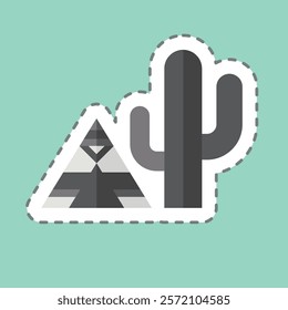 Sticker line cut Cactus. related to Native American symbol. design editable