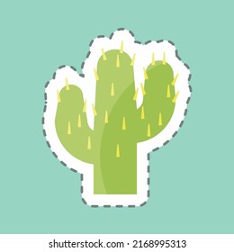 Sticker line cut Cactus. suitable for Wild West symbol. simple design editable. design template vector. simple symbol illustration