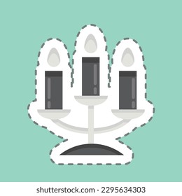 Sticker line cut Candelabra. related to Decoration symbol. simple design editable. simple illustration