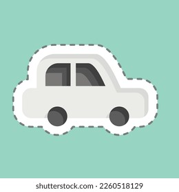 Sticker line cut Car. related to Car Service symbol. repairin. engine. simple illustration