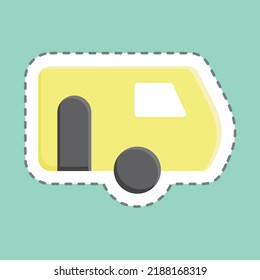 Sticker line cut Caravanning. suitable for education. simple design editable. design template vector. simple illustration