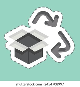 Sticker line cut Carboard Recycling. related to Recycling symbol. simple design illustration