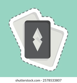 Sticker line cut Card Game. related to Retirement symbol. design editable