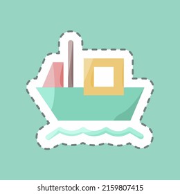 Sticker line cut Cargo Barge. suitable for education symbol. simple design editable. design template vector. simple illustration