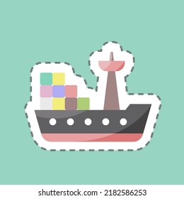 Sticker line cut Cargo Ship. suitable for Education symbol. simple design editable. design template vector. simple illustration