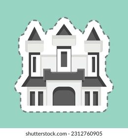 Sticker line cut Castle. related to Halloween symbol. simple design editable. simple illustration