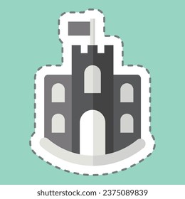Sticker line cut castle. related to Sticker line cut Building symbol. simple design editable. simple illustration