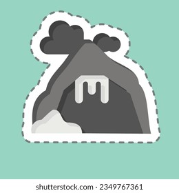 Sticker line cut Cave. related to Alaska symbol. simple design editable. simple illustration