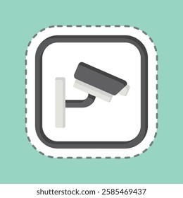 Sticker line cut Cctv. related to Public symbol. design editable