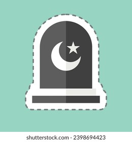 Sticker line cut Cementery. related to Ramadan symbol. simple design editable. simple illustration