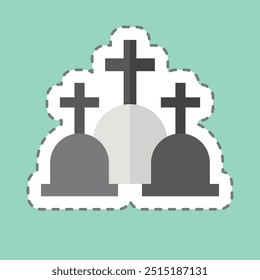 Sticker line cut Cemetery. related to Seath symbol. simple illustration
