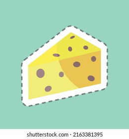 Sticker line cut Cheese. suitable for Garden symbol. simple design editable. design template vector. simple symbol illustration