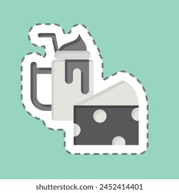 Sticker line cut Chesee. related to Healthy Food symbol. simple design illustration