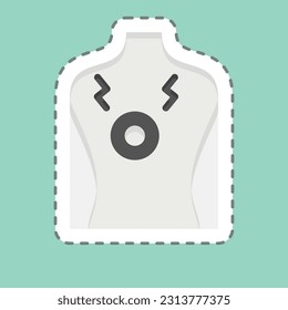 Sticker line cut Chest Pain 2. related to Body Ache symbol. simple design editable. simple illustration