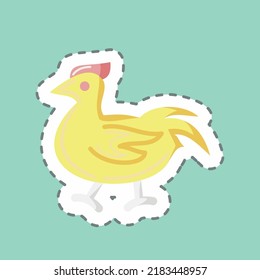 Sticker line cut Chicken. suitable for Meat. simple design editable. design template vector. simple illustration