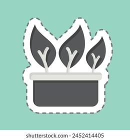 Sticker line cut Chinese Kale Leaf. related to Healthy Food symbol. simple design illustration