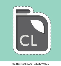 Sticker line cut Chlorine. related to Poison symbol. simple design editable. simple illustration