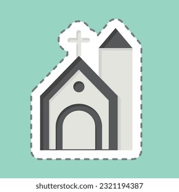 Sticker line cut Church. related to Celtic symbol. simple design editable. simple illustration