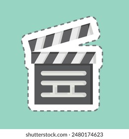 Sticker line cut Clapper Board. related to Cinema symbol. simple design illustration