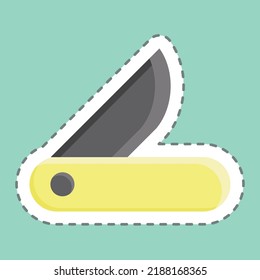 Sticker line cut Clasp-Knife. suitable for education. simple design editable. design template vector. simple illustration