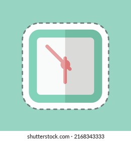 Sticker line cut Clock. suitable for Home symbol. simple design editable. design template vector. simple symbol illustration