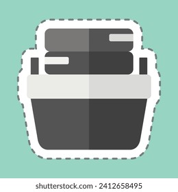 Sticker line cut Clothe Basket. related to Laundry symbol. simple design editable. simple illustration