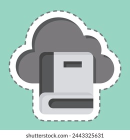 Sticker line cut Cloud Book 2. related to Learning symbol. simple design illustration