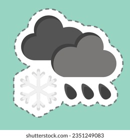 Sticker line cut Cloud Cover and Precipitation. related to Climate Change symbol. simple design editable. simple illustration