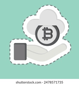 Sticker line cut Cloud Money. related to Cryptography symbol. simple design illustration