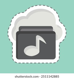 Sticker line cut Cloud Music. related to Network symbol. simple illustration