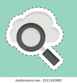 Sticker line cut Cloud Search. related to Network symbol. simple illustration