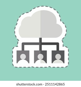 Sticker line cut Cloud Team. related to Network symbol. simple illustration