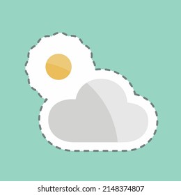 Aufkleber Linie schneiden Wolkenkratzer. geeignet für Frühjahrssymbol. einfaches Design bearbeitbar. Designvorlage, Vektor. einfache Symbolillustration