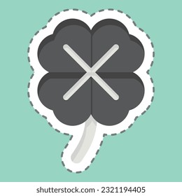 Sticker line cut Clover. related to Celtic symbol. simple design editable. simple illustration