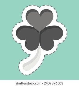 Sticker line cut Clover. related to Ireland symbol. simple design editable. simple illustration