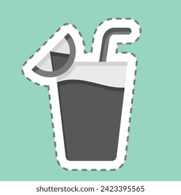 Sticker line cut Cocktail 2. related to Cocktails,Drink symbol. simple design editable. simple illustration