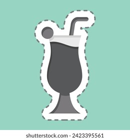 Sticker line cut Cocktail 4. related to Cocktails,Drink symbol. simple design editable. simple illustration