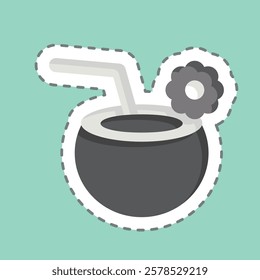 Sticker line cut Coconut. related to Summer symbol. design editable