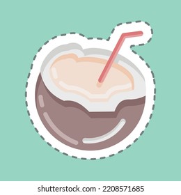 Sticker line cut Coconut. suitable for Nuts symbol. simple design editable. design template vector. simple illustration