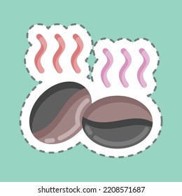 Aufkleber-Linie schneiden Kaffeebohnen. geeignet für Nuts Symbol. einfaches Design bearbeitbar. Designvorlage, Vektor. einfache Abbildung