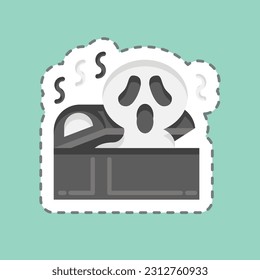 Sticker line cut Coffin. related to Halloween symbol. simple design editable. simple illustration