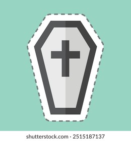 Sticker line cut Coffin. related to Seath symbol. simple illustration