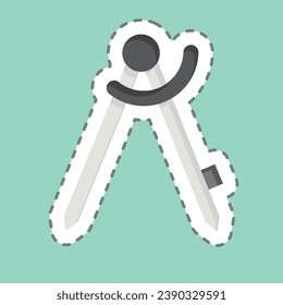 Sticker line cut Compass. related to Carpentry symbol. simple design editable. simple illustration