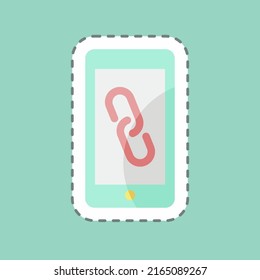 Sticker line cut Connected Mobile. suitable for Education symbol. simple design editable. design template vector. simple symbol illustration