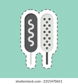 Sticker line cut Corn Dog. related to Amusement Park symbol. simple design editable. simple illustration