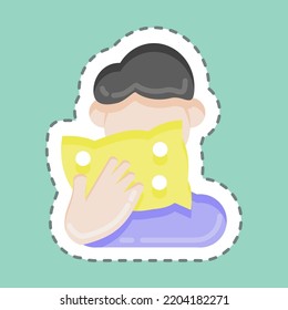 Sticker line cut Cough. suitable for flu symbol. simple design editable. design template vector. simple illustration