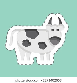 Sticker line cut Cow. related to Eid Al Adha symbol. simple design editable. simple illustration