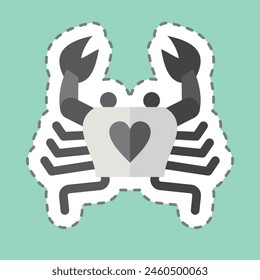 Sticker line cut Crab. related to Seafood symbol. simple design illustration