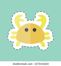 Sticker line cut Crab. suitable for Sea symbol. simple design editable. design template vector. simple symbol illustration